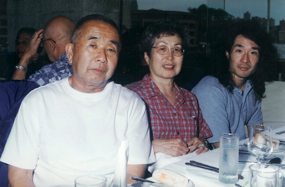 My parents and me seated at a restaurant